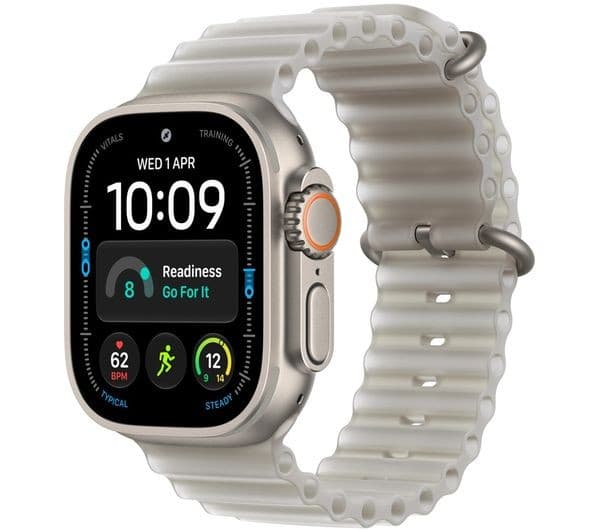 Apple Watch Ultra 4 Cellular 49mm Natural Titanium Case with Translucent Gray Ocean Loop