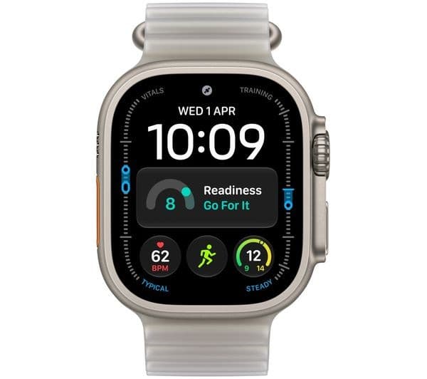 Apple Watch Ultra 4 Cellular 49mm Natural Titanium Case with Translucent Gray Ocean Loop - Image 2
