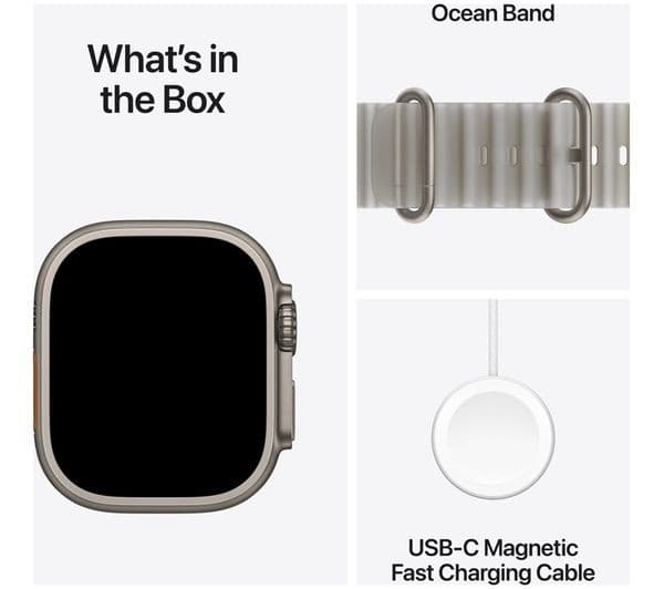 Apple Watch Ultra 4 Cellular 49mm Natural Titanium Case with Translucent Gray Ocean Loop - Image 8