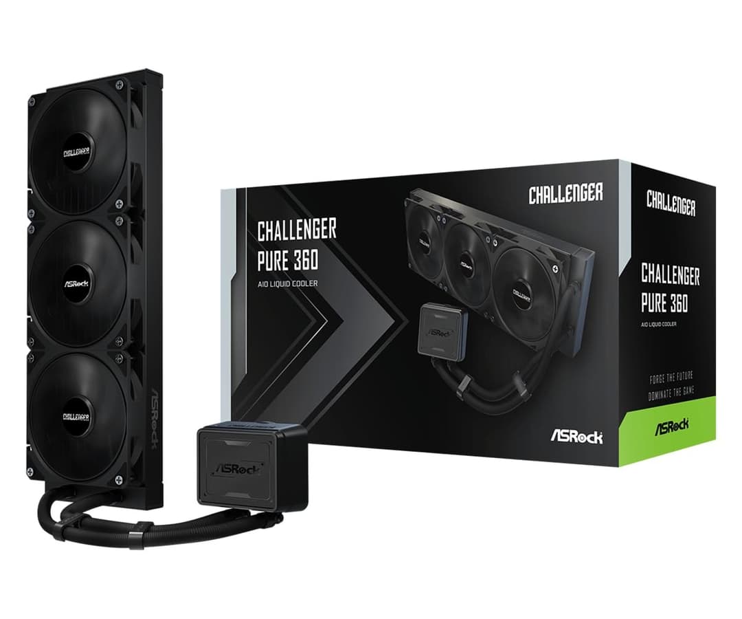 ASRock Challenger Pure 360 All-in-One Liquid CPU Cooler, 360mm Radiator - Black - Image 1
