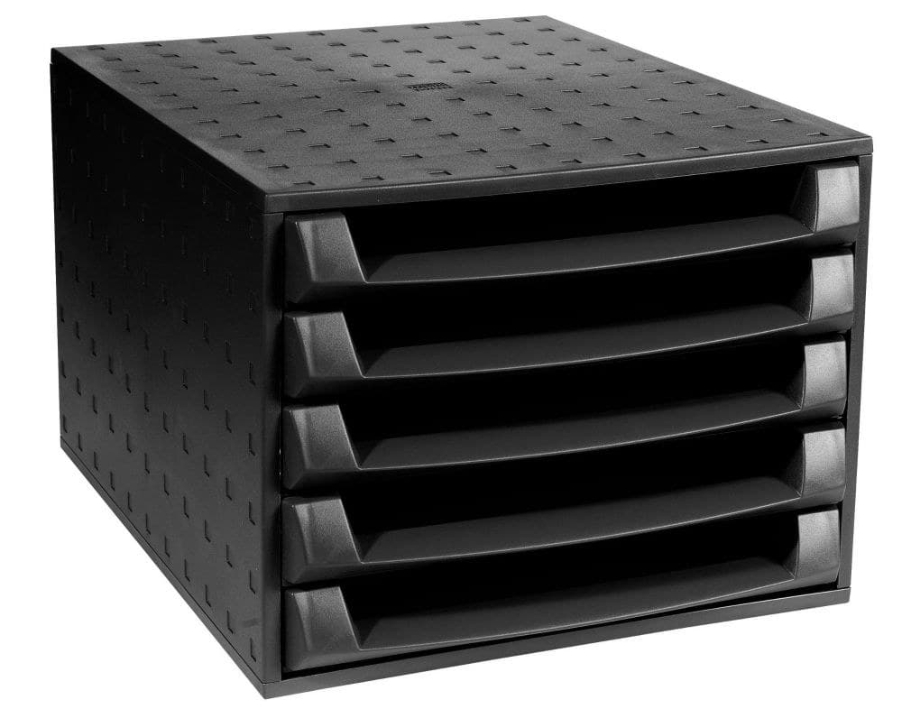 Exacompta THE BOX Open Desktop Organiser ECOBlack Black 5 Drawer A4+ 221014D - Image 1