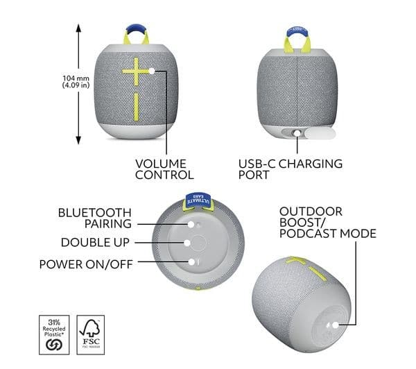 ULTIMATE EARS WONDERBOOM 4 Portable Bluetooth Speaker - White - Image 5