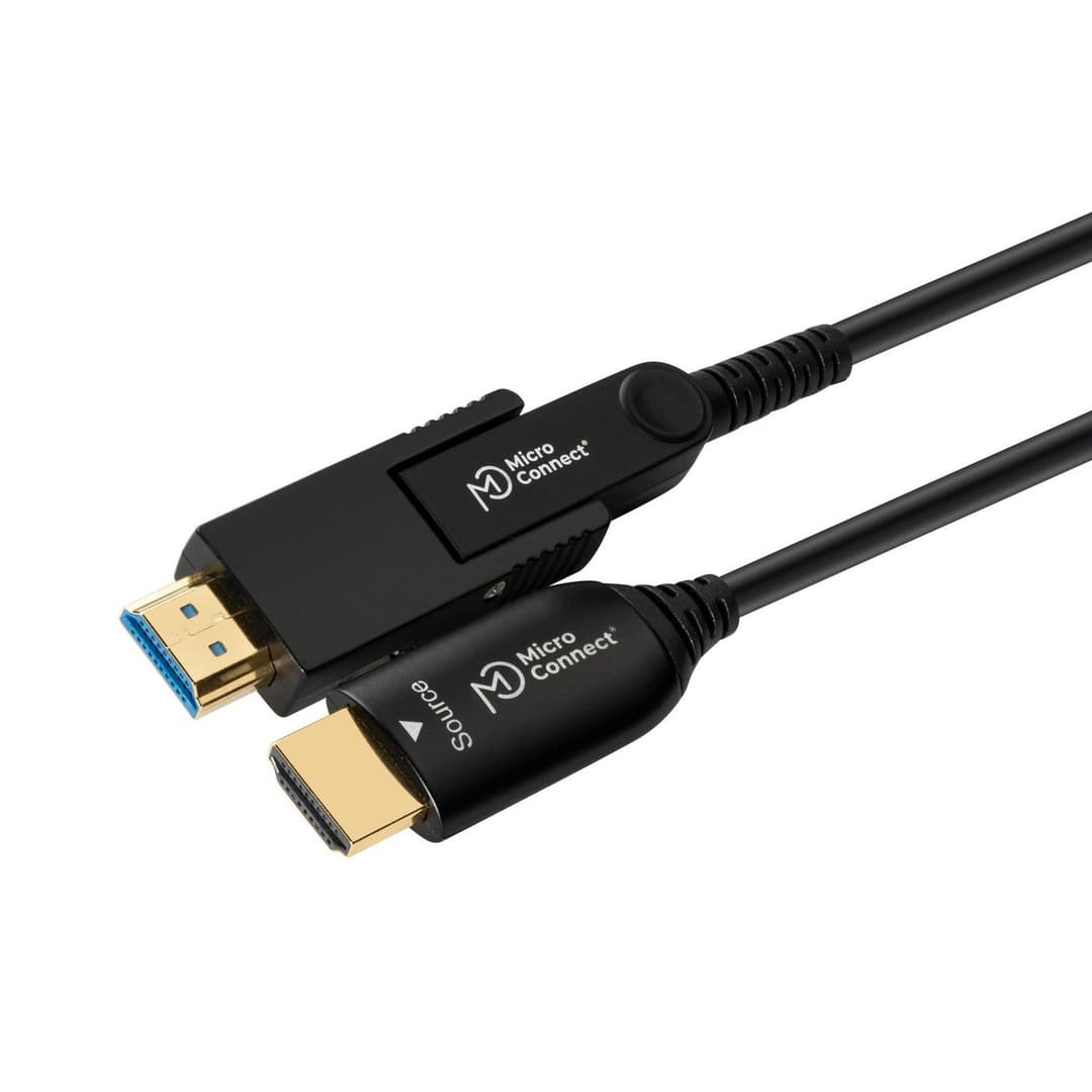 MicroConnect Premium Optic Fibre HDMI 2.0 Type A to Type D (Micro HDMI) Cable 40m, 4K 60Hz, Black - Image 1