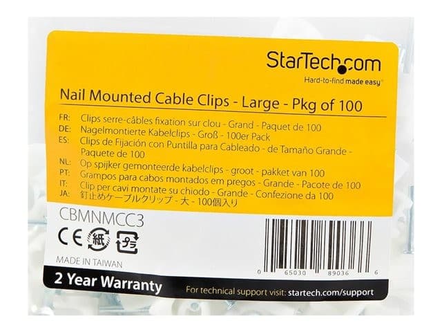 StarTech Cable Clips 100 Pack White - Image 8