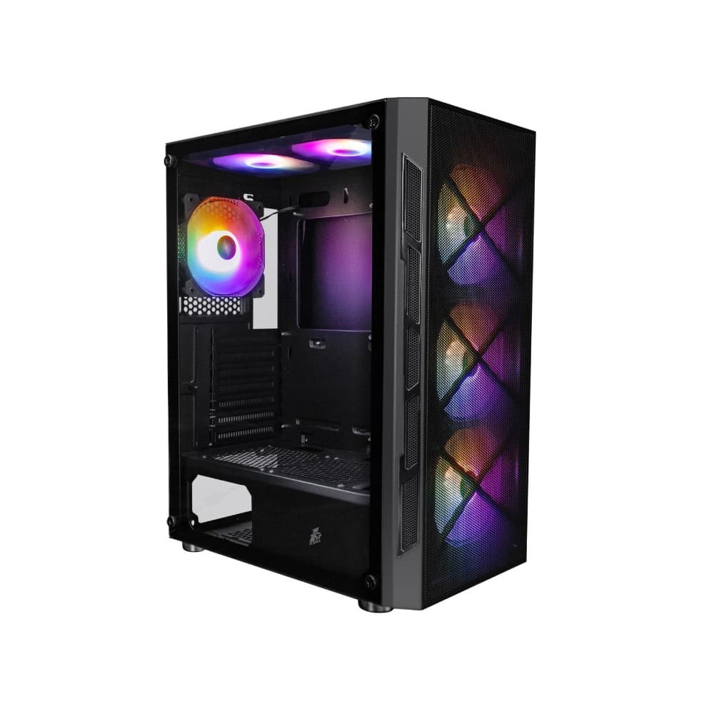 1st Player Firebase XP Tempered Glass Mid Tower PC Case with 6x RGB Fans