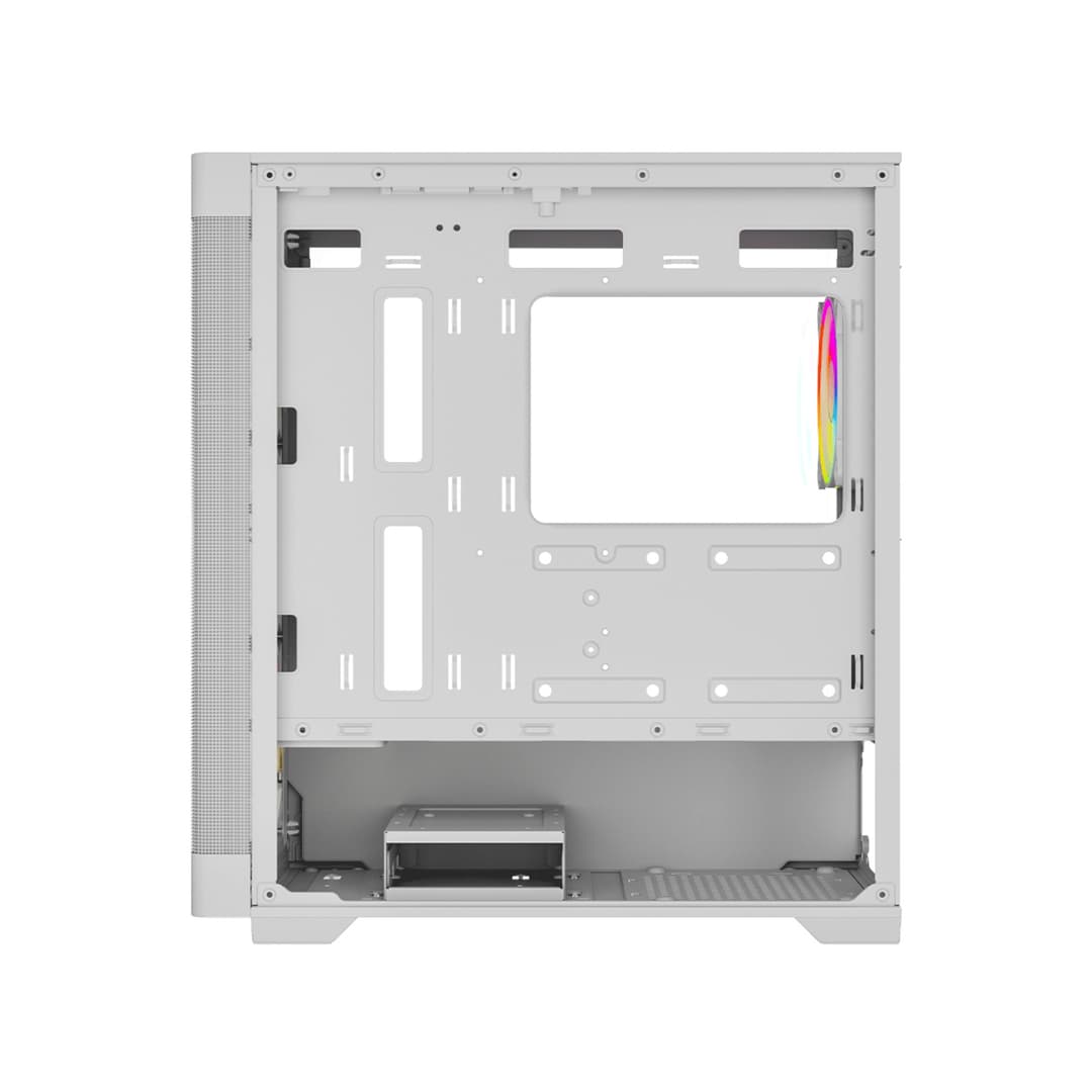 Vida Zephyr V2 Micro-ATX ARGB Tempered Glass Gaming PC Case with 4 x 120mm ARGB Fans - White - Image 4