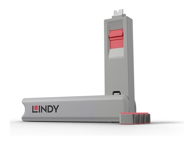 Lindy USB-C Port Blocker Kit (4x Locks + 1x Key) - Pink - Image 1