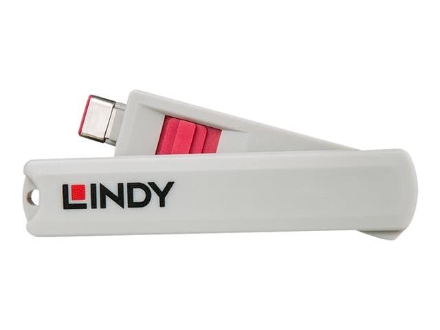 Lindy USB-C Port Blocker Kit (4x Locks + 1x Key) - Pink - Image 2