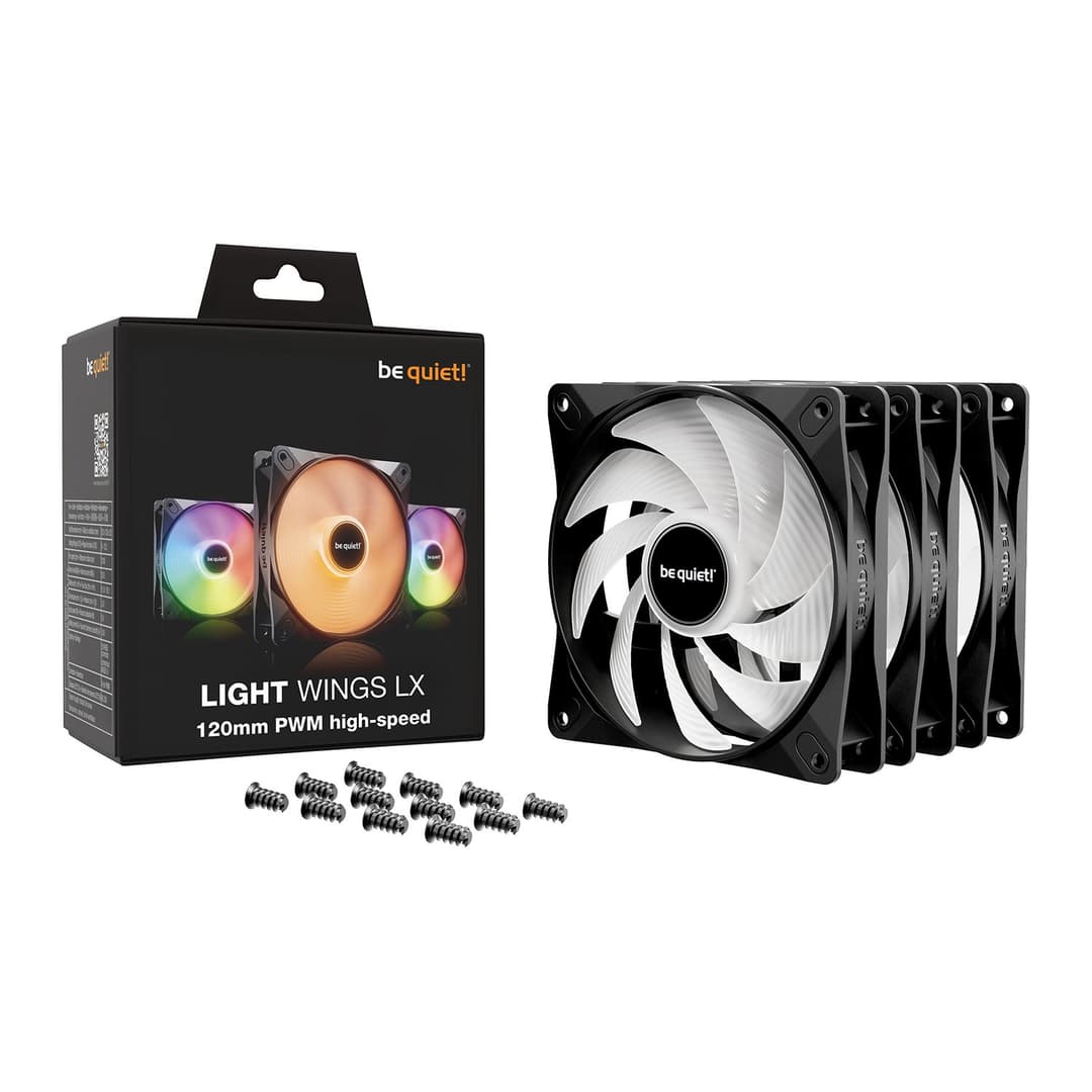 be quiet! Light Wings LX High Speed 120mm ARGB PWM Case Fan Triple Pack - Black - Image 1