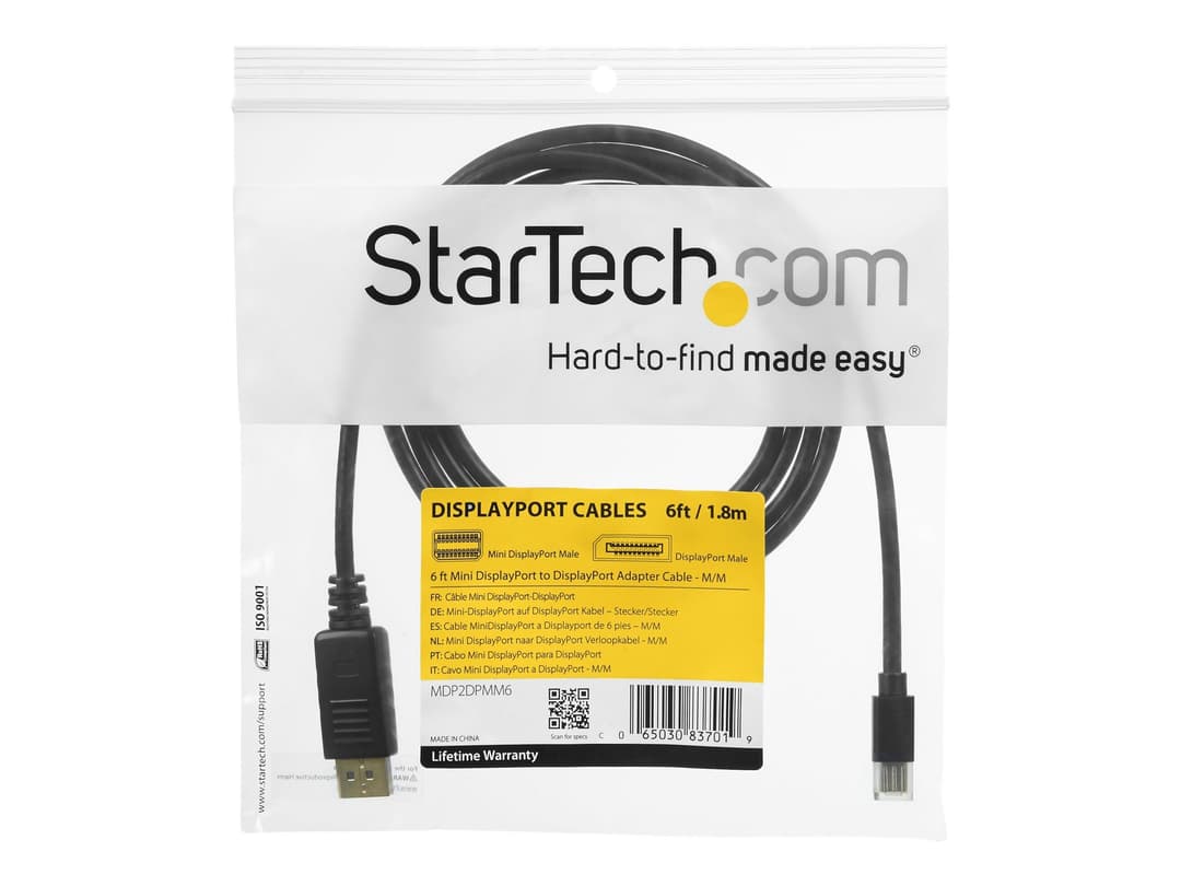 StarTech Mini DisplayPort to DisplayPort Cable M/M - 0.9m - Black - Image 1