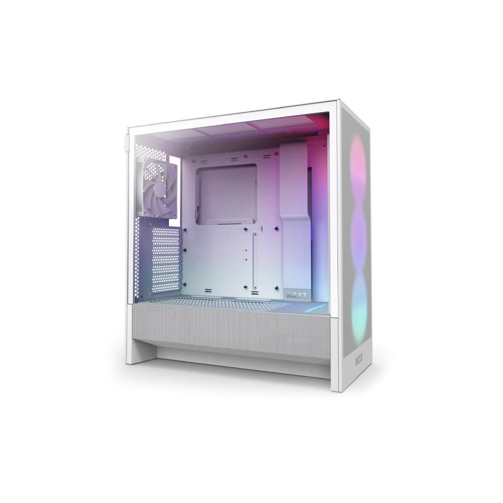 NZXT H5 Flow RGB Tempered Glass Mid Tower Gaming PC Case White - Image 3