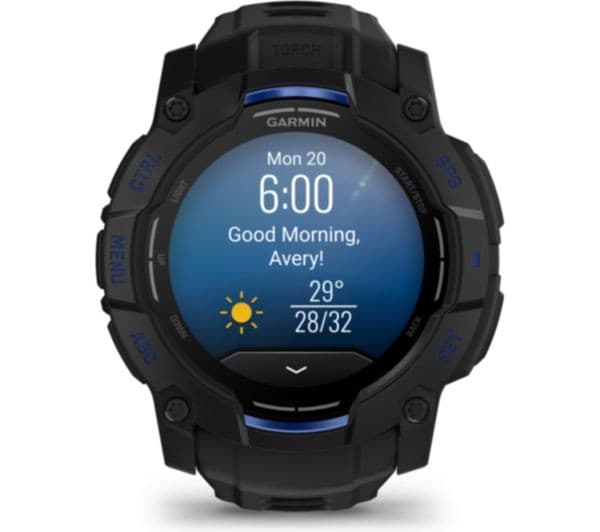 Garmin Instinct 3 AMOLED Smartwatch 50mm Black with Bolt Blue Band - Image 5