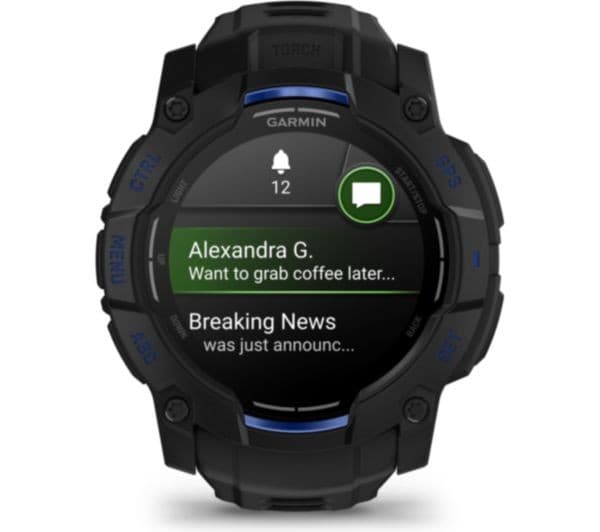 Garmin Instinct 3 AMOLED Smartwatch 50mm Black with Bolt Blue Band - Image 8