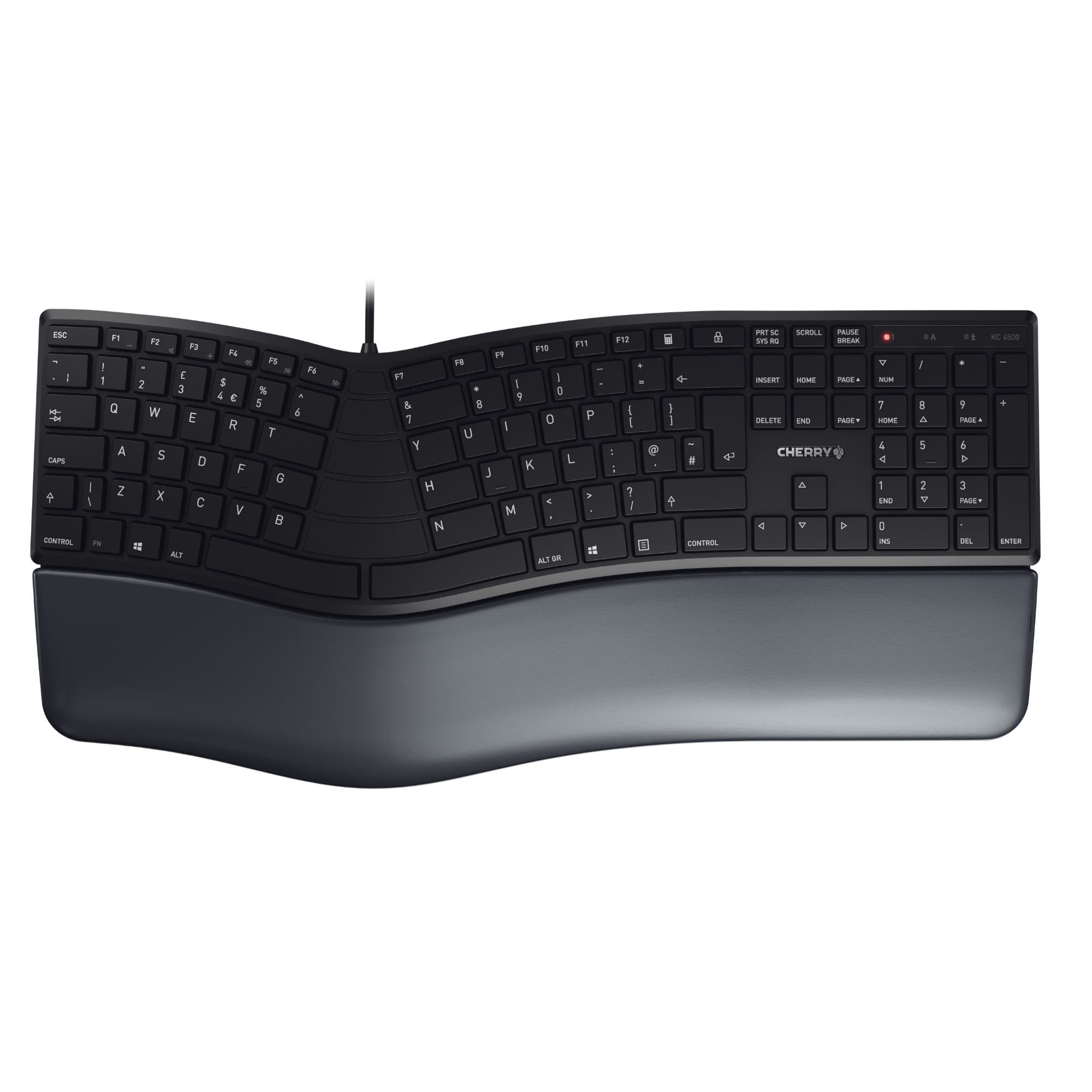 Cherry KC 4500 ERGO Full-size Curved USB Wired Ergonomic Keyboard - Black