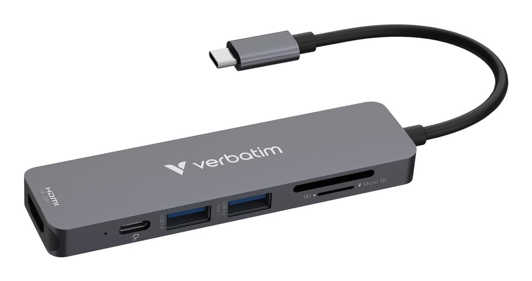 Verbatim USB-C Essentials Multiport Hub 6 ports: HDMI, USB-C PD, USB-A 3.2 Gen 1, USB-A, SD & microSD - Image 1