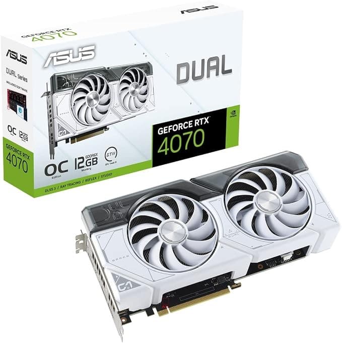 ASUS Dual GeForce RTX 4070 White OC Edition 12GB GDDR6X Graphics Card