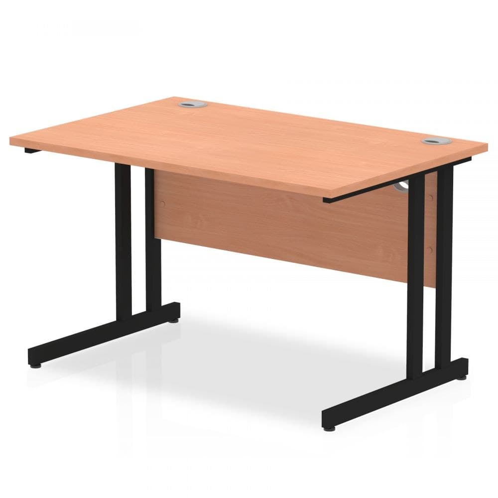 Dynamic Impulse 1200 x 800mm Straight Desk Beech Top Black Cantilever Leg - Image 1