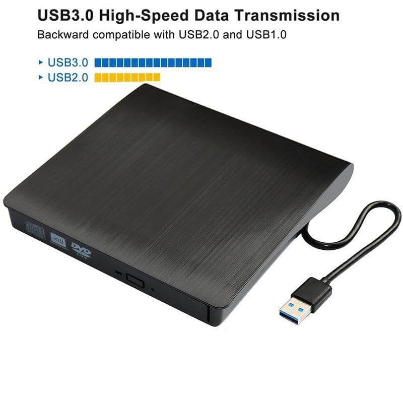 CoreParts MS-DVDRW-3.0-013 External DVD-RW Drive, USB 3.0, Single Cable for Power and Data, Black - Image 1