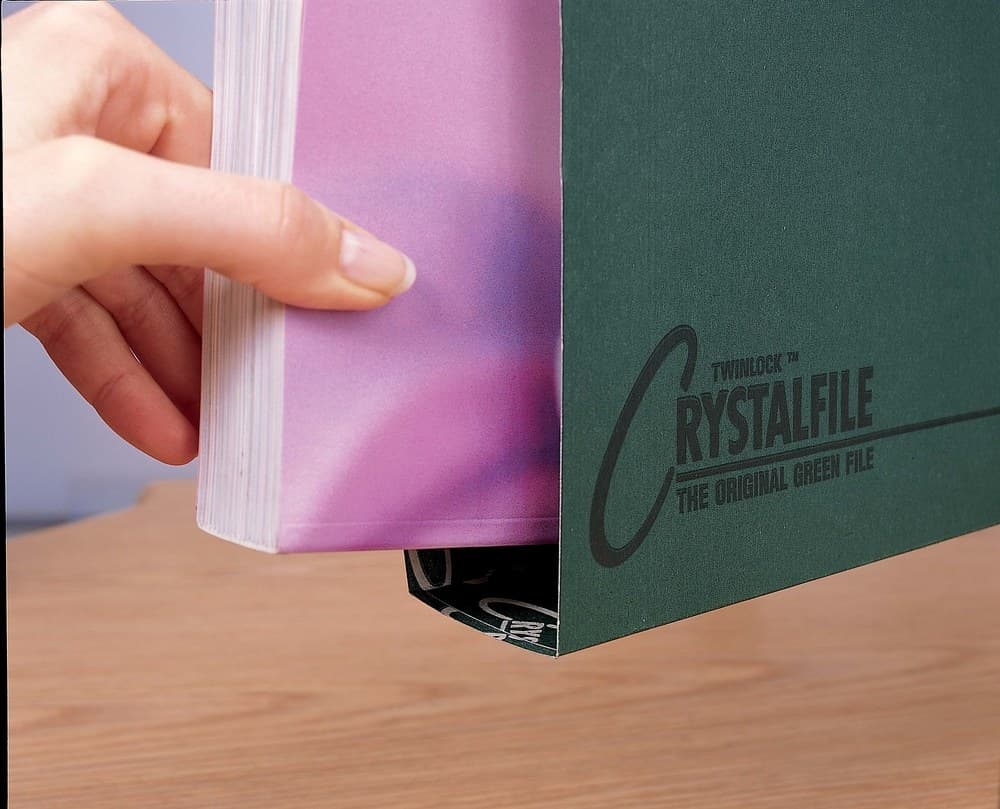 Rexel Crystalfile Classic Foolscap Suspension File 50mm Green (50) - Image 3
