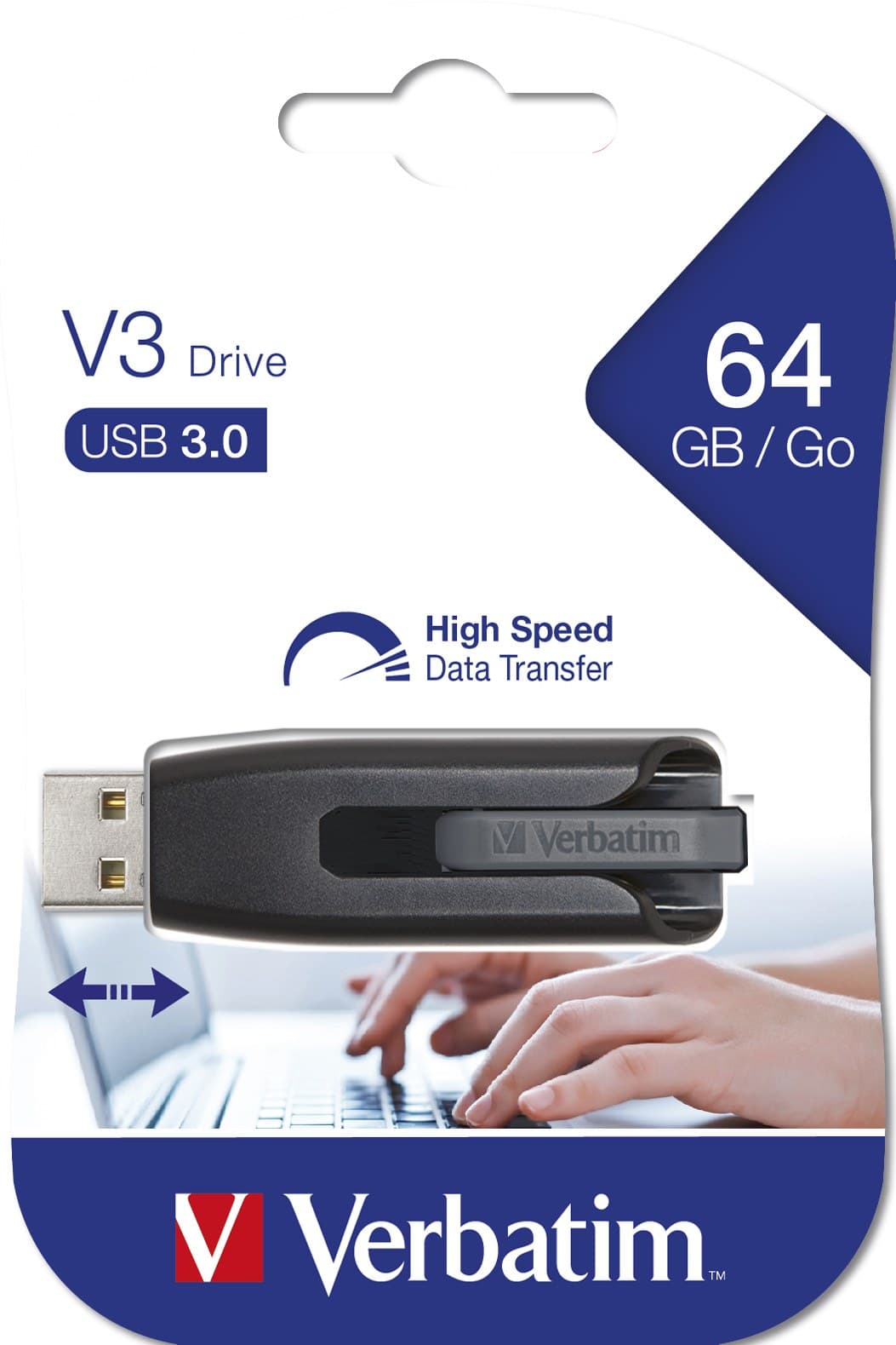 Verbatim Store 'n' Go V3 USB 3.0 Flash Drive 64GB - Black - Image 3