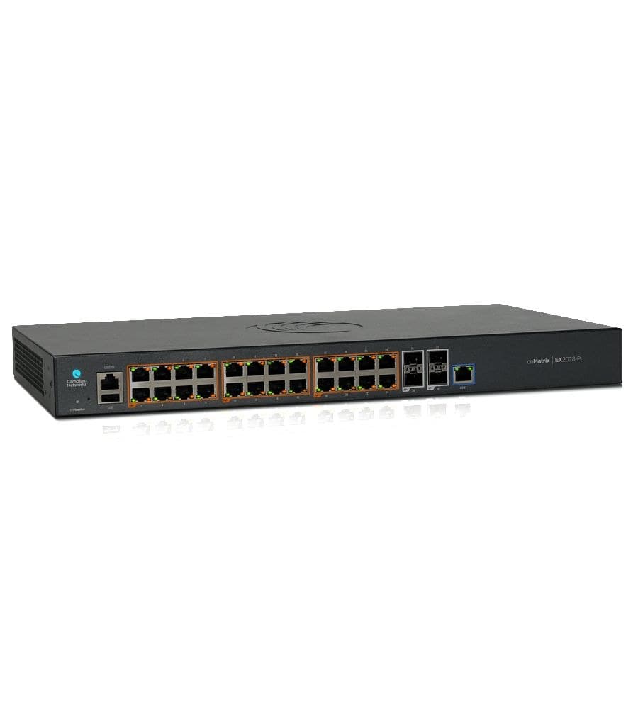 Cambium Networks cnMatrix EX2028-P Managed PoE+ Switch, 24 x 1G PoE+ Ports, 4 x 10G SFP+ Uplinks, 400W PoE Budget, No Power Cord - Image 1