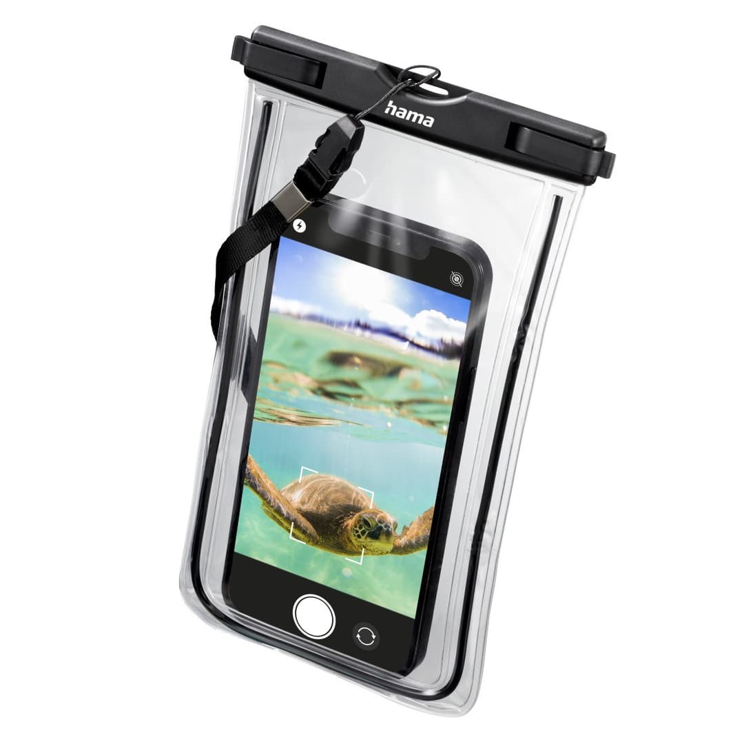Hama Finest Sports Waterproof Smartphone Pouch, IPX8 - Black/Transparent - Image 1