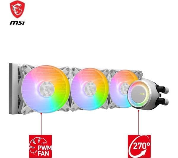 MSI MAG CORELIQUID E360 360mm ARGB Liquid CPU Cooler - White - Image 3