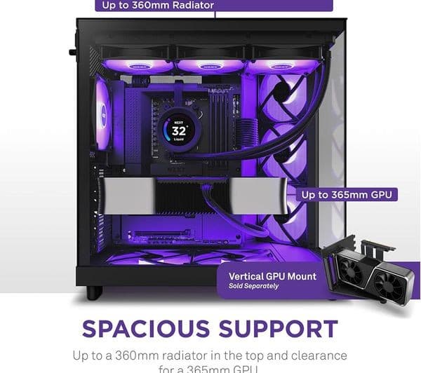 NZXT H6 FLOW RGB ATX Mid-Tower Case Black - Image 9