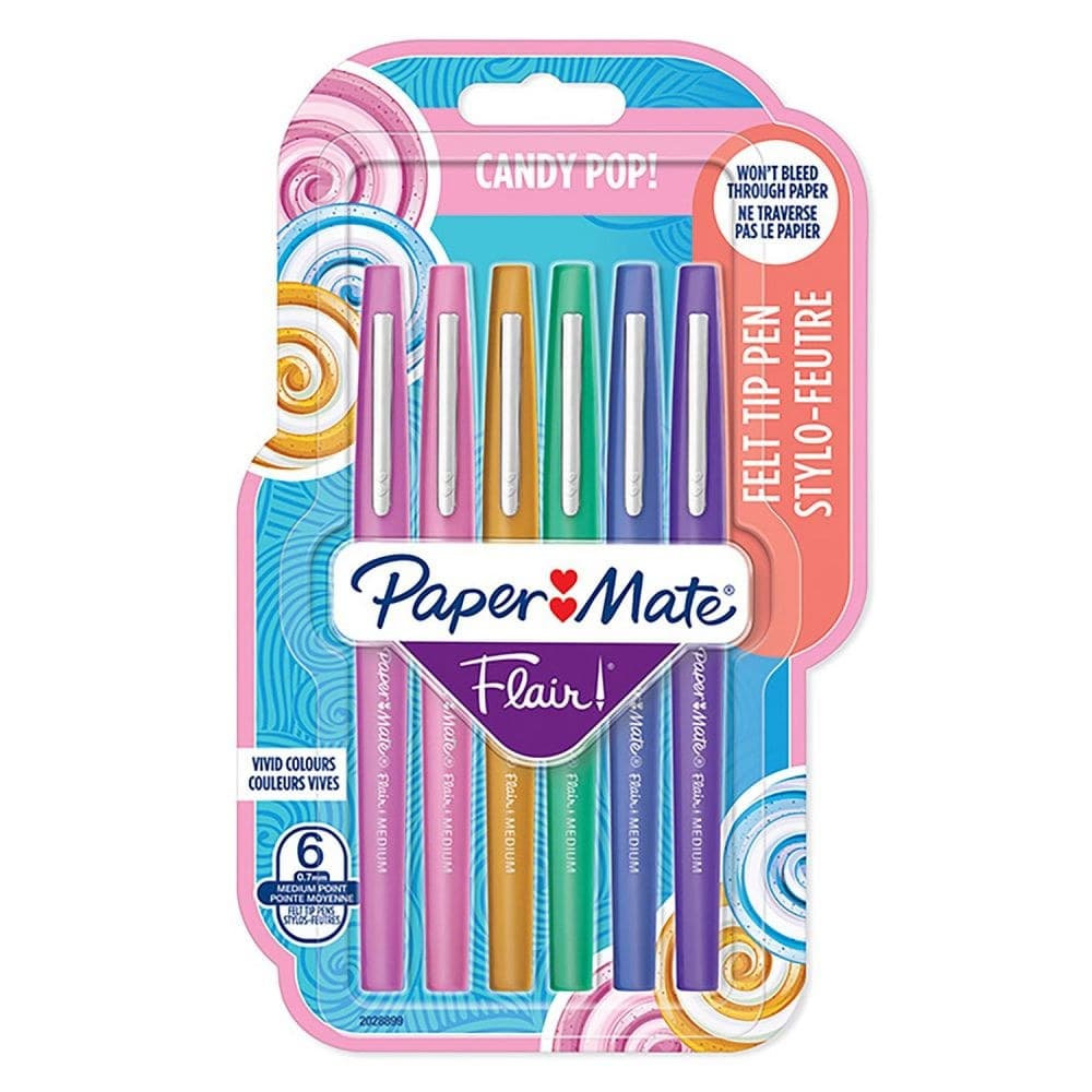 Paper Mate 2028899 6 Pack Assorted colours Flair Candy Pop Felt Pens Box of 12 packs