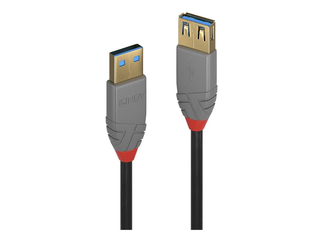 Lindy 1m USB 3.2 Gen 1 Type A Extension Cable, 5Gbps, Anthra Line, Black - Image 1