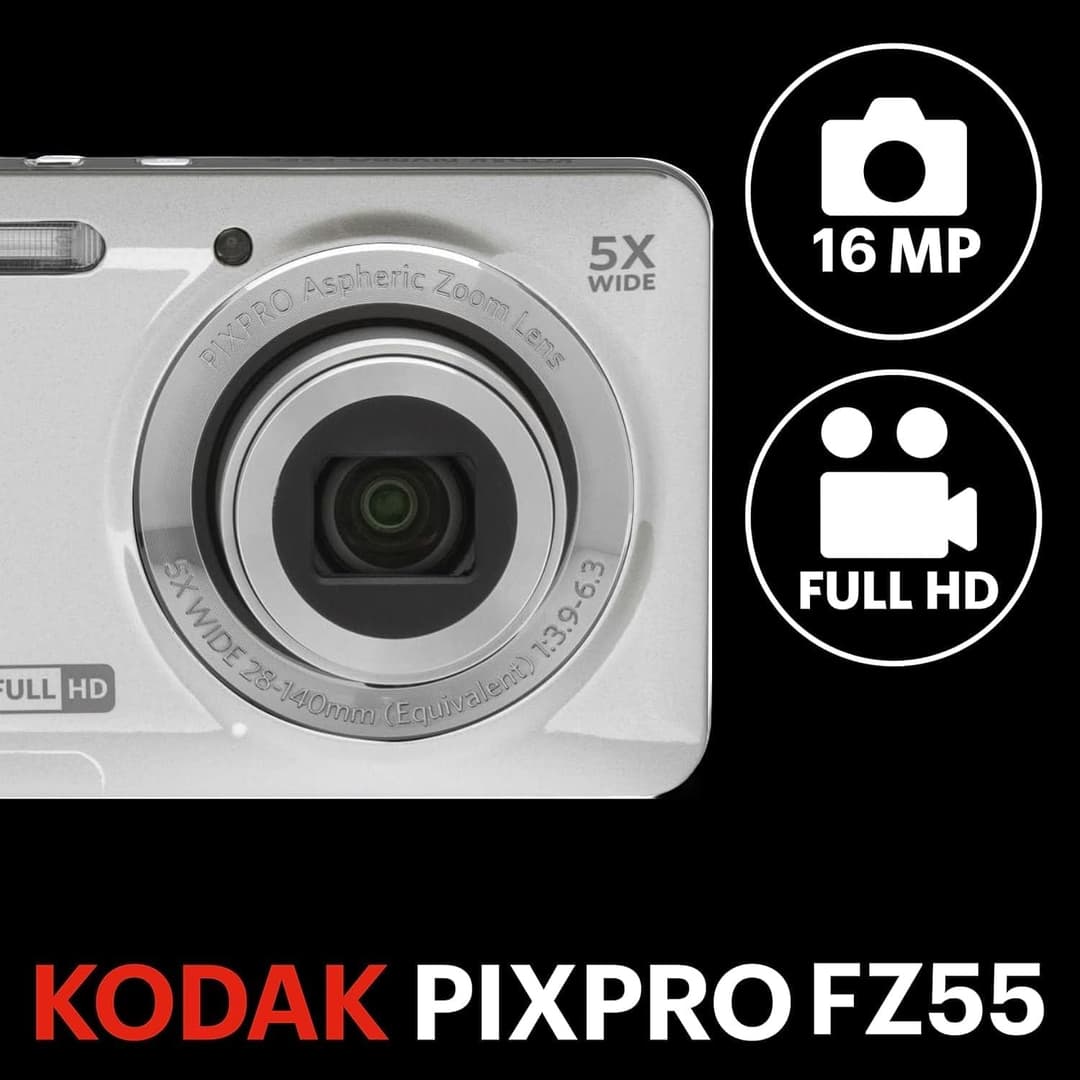 Kodak PixPro Friendly Zoom FZ55 16MP Compact Digital Camera - Silver - Image 5