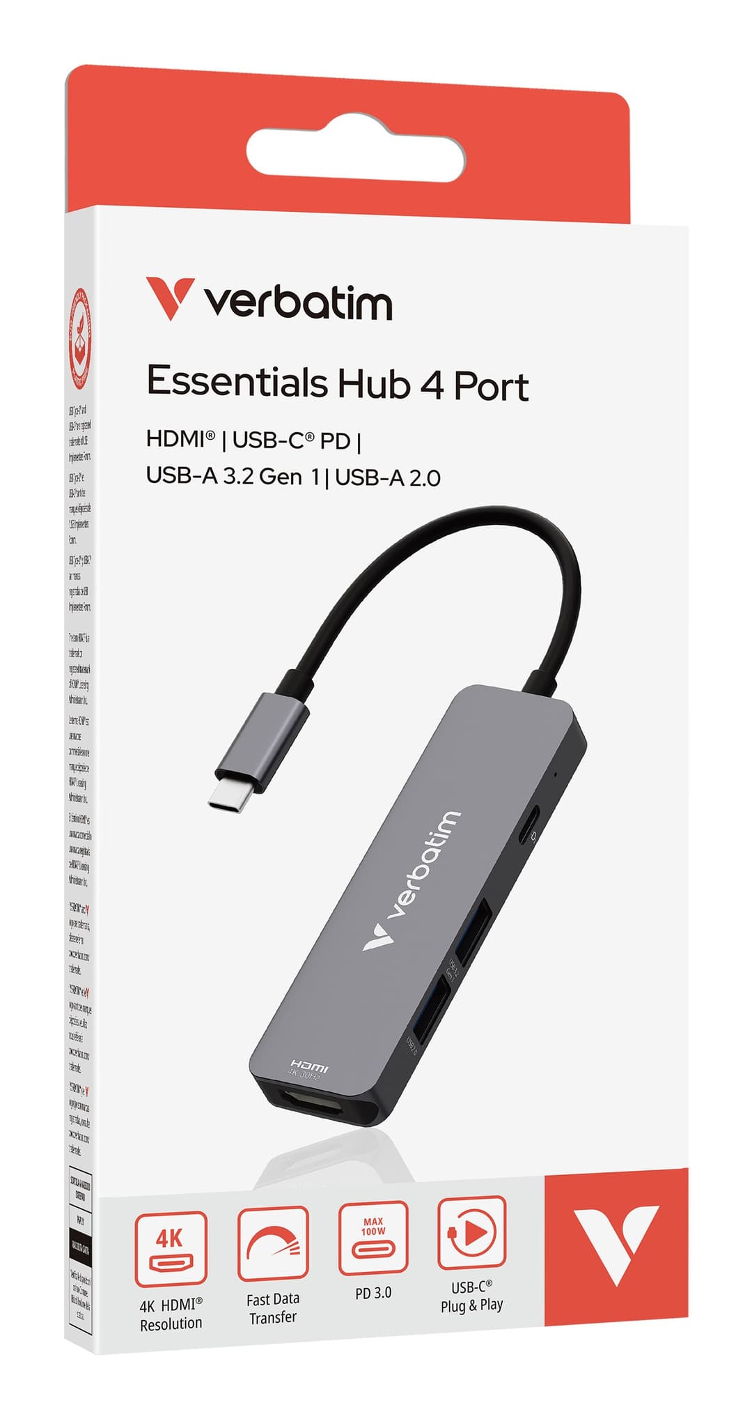 Verbatim USB-C Essentials Multiport Hub 4 ports: HDMI, USB-C PD, USB-A 3.2 Gen 1, USB-A - Image 3