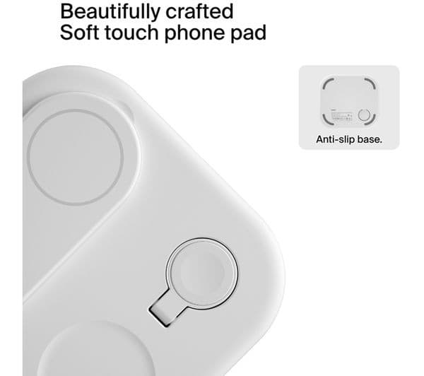 Belkin BoostCharge 3-in-1 Magnetic Foldable Qi2 15W Wireless Charger - White, UK Plug - Image 2