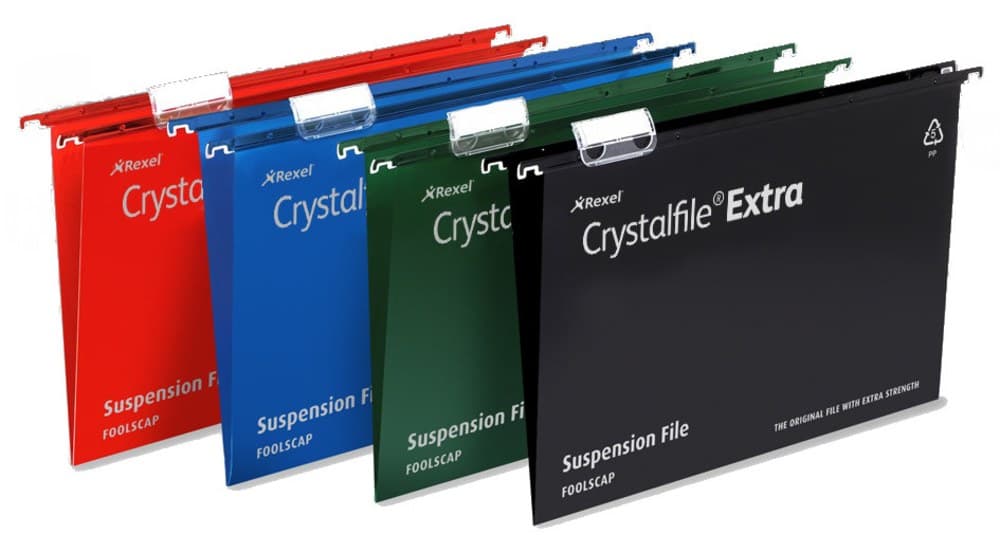 Rexel Crystalfile Extra Foolscap Suspension File 15mm (Pack of 25) - Black - Image 2