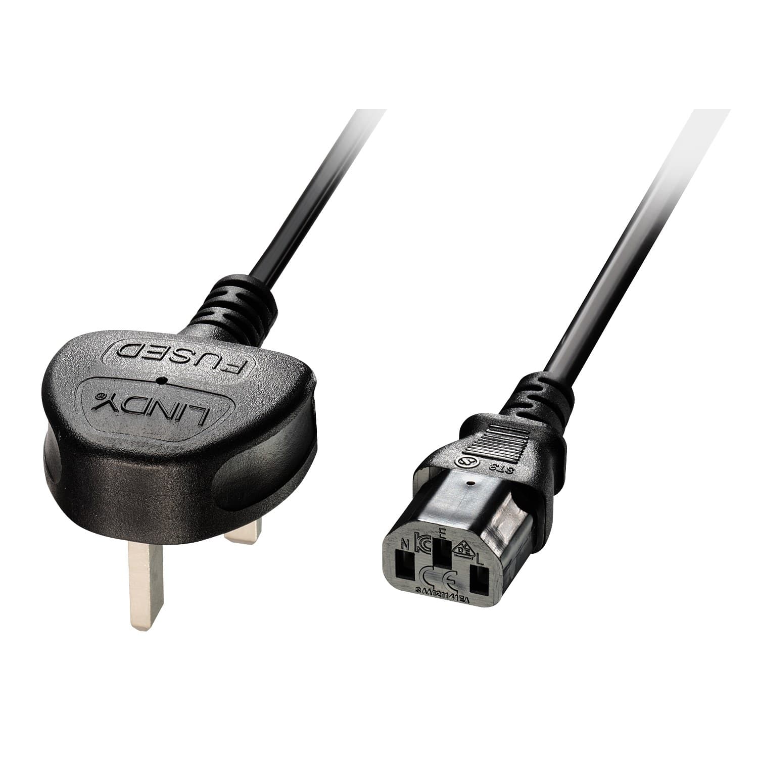 Lindy 3m UK 3 Pin Plug to IEC C13 Mains Power Cable, Black