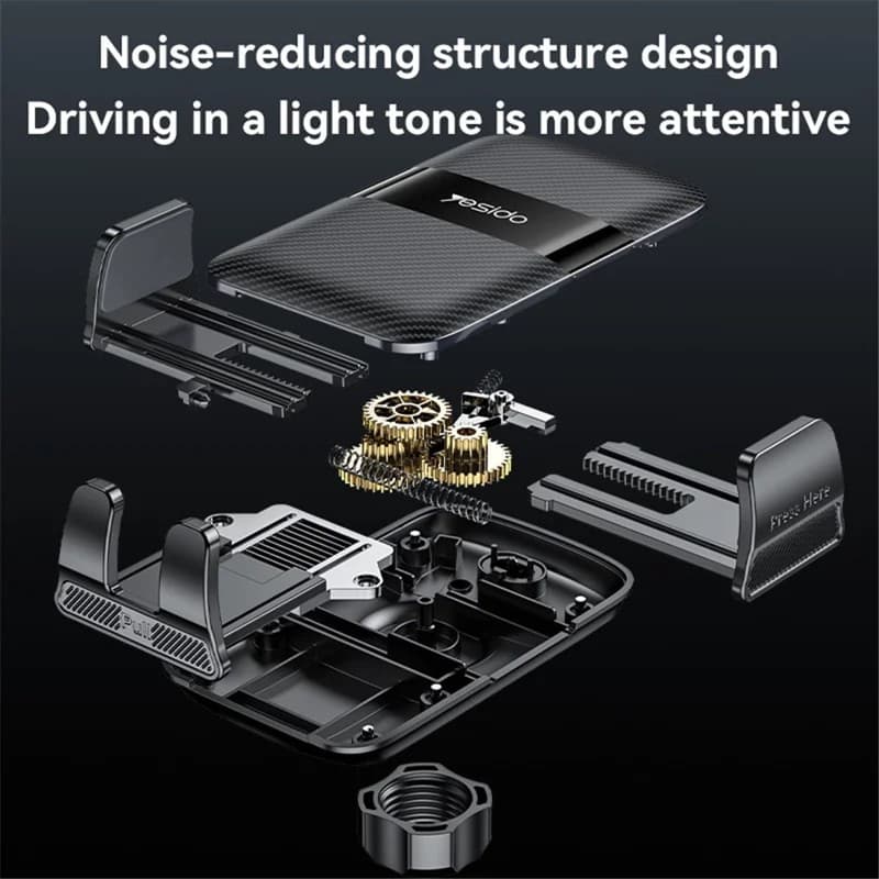 YESIDO C251 Air Vent Car Phone Holder for 4.8-7.2 Inch Phones, 360-Degree Rotation - Black - Image 5