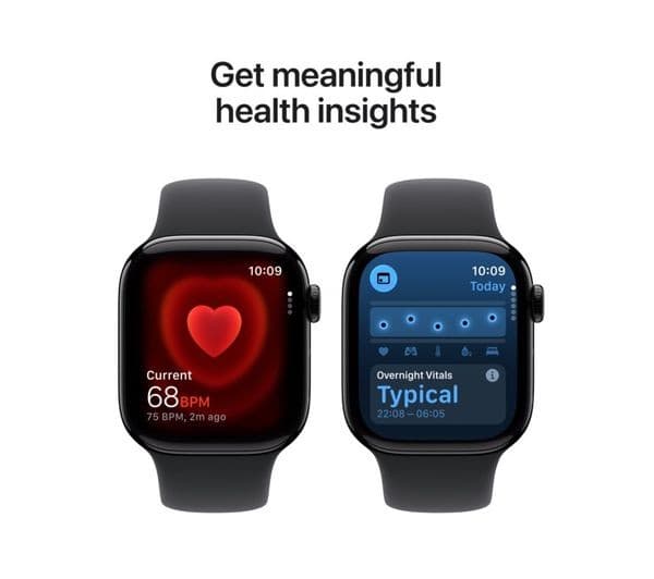 Apple Watch Series 11 GPS 42mm Jet Black Aluminium Case with Black Sport Band - S/M - Image 10
