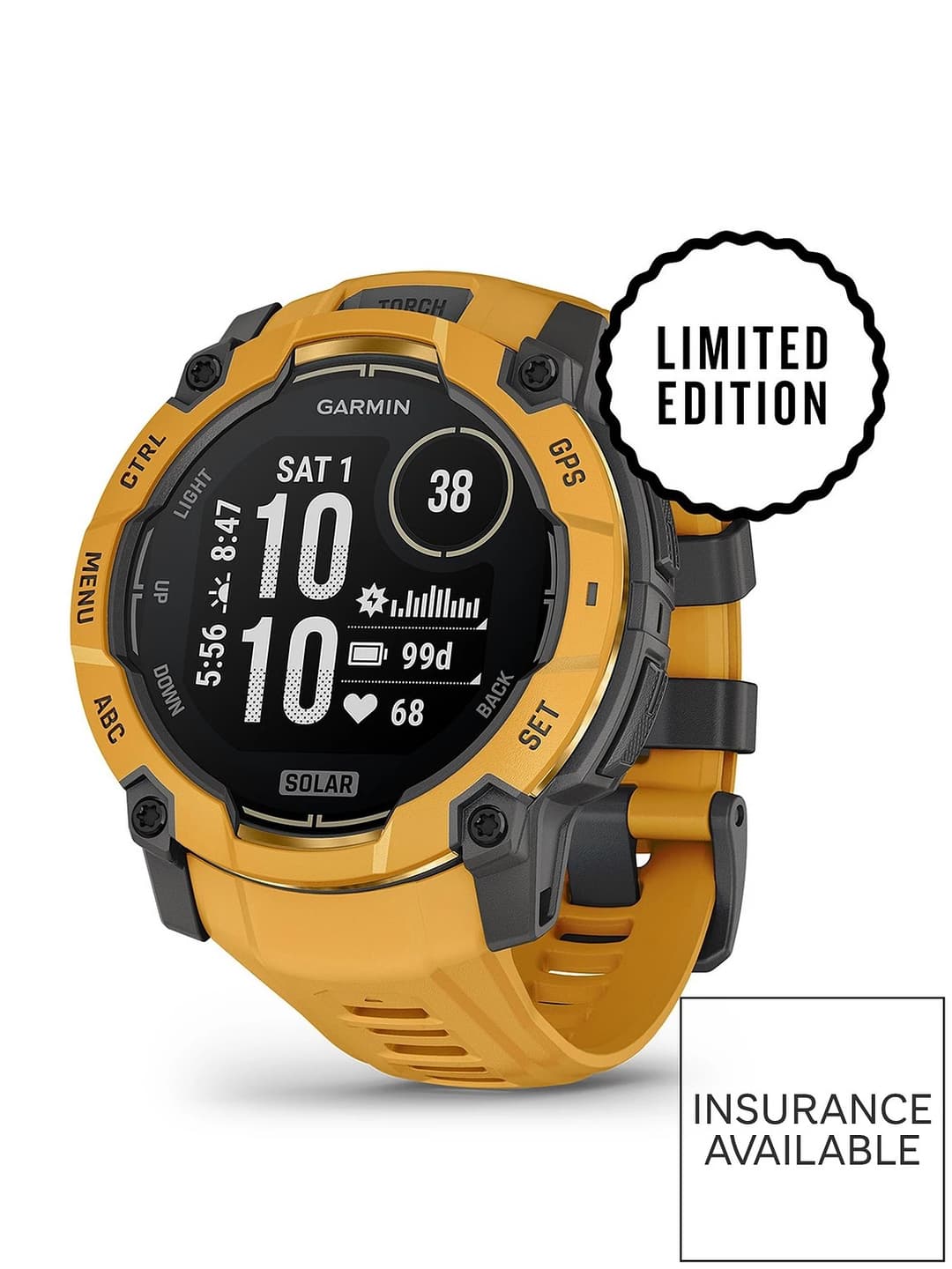 Garmin Instinct 3 Solar GPS Smartwatch 45mm - Sunburst - Image 1