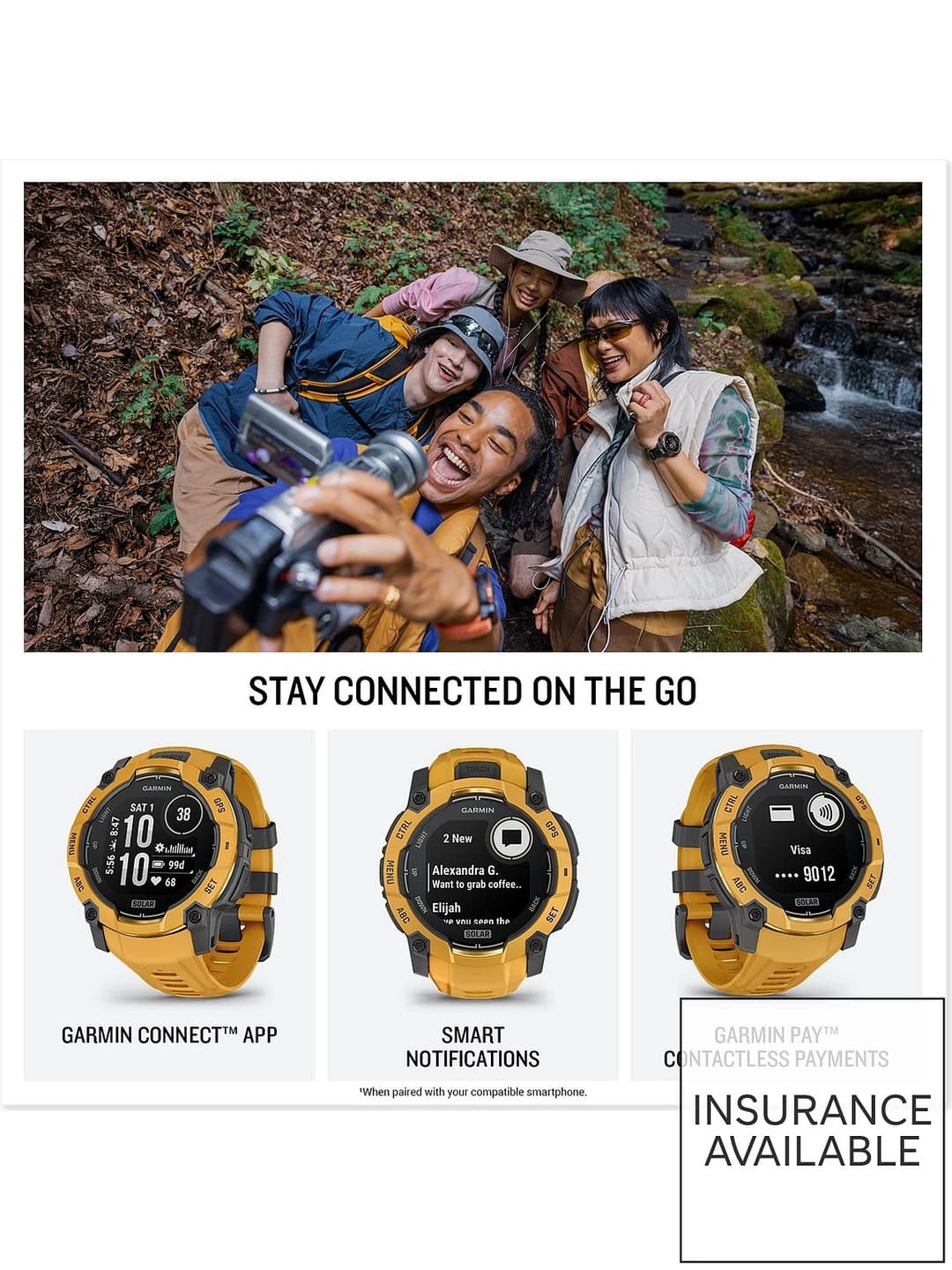 Garmin Instinct 3 Solar GPS Smartwatch 45mm - Sunburst - Image 4