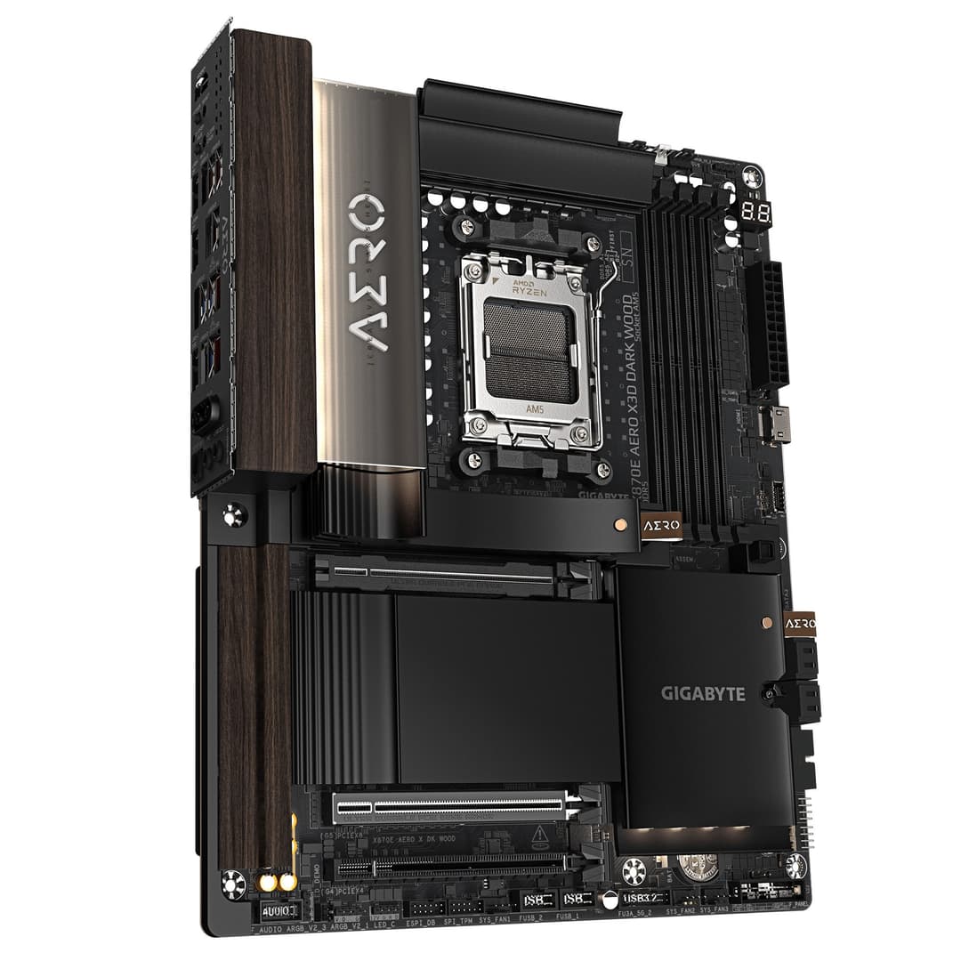 GIGABYTE X870E AERO X3D DARK WOOD Motherboard - Supports AMD Ryzen 9000 CPUs, 16+2+2 Phases Digital VRM, up to 9000Hz DDR5 (OC), 2xPCIe 5.0 + 2xPCIe 4.0, Wi-Fi 7, 5GbE LAN, USB 4 - Image 3