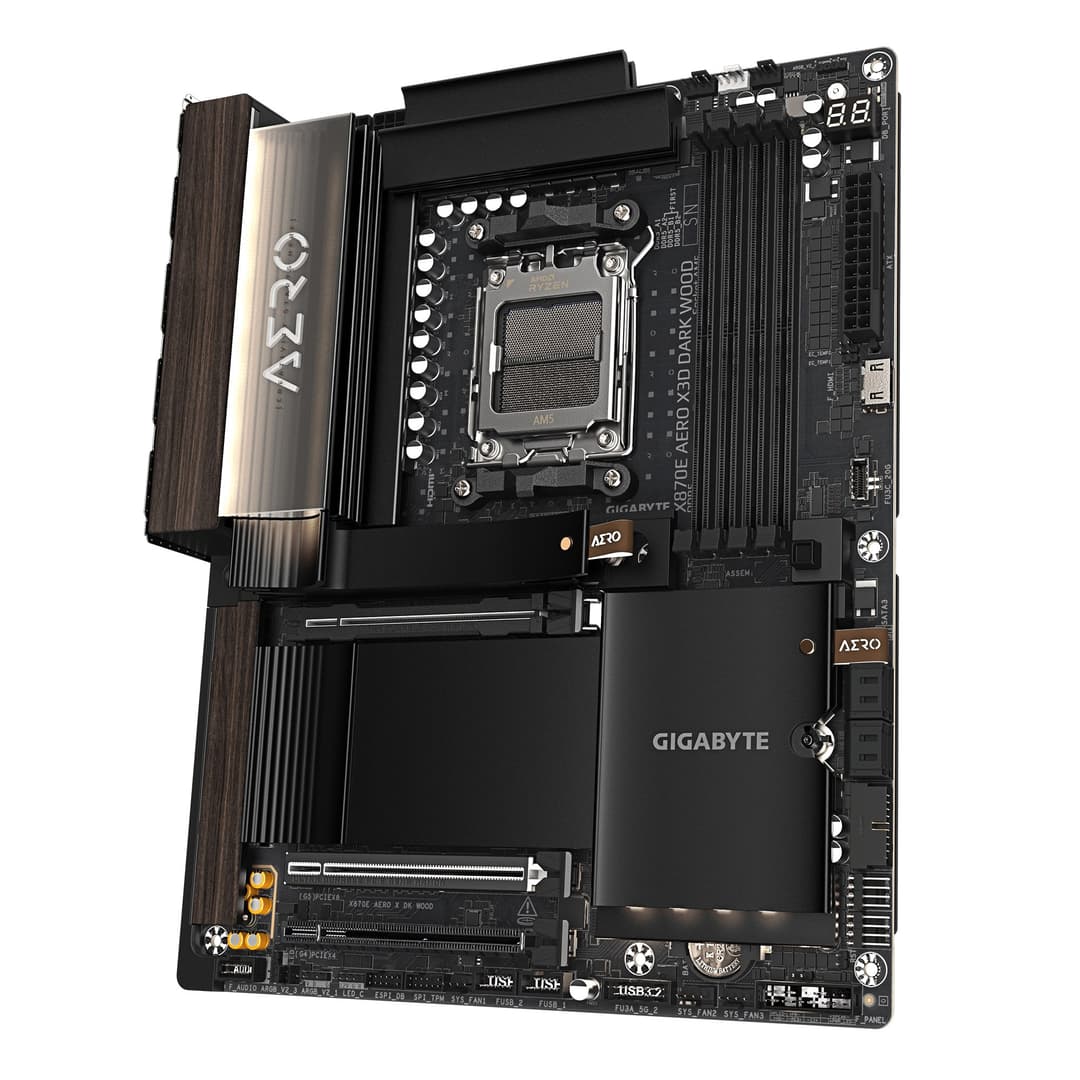GIGABYTE X870E AERO X3D DARK WOOD Motherboard - Supports AMD Ryzen 9000 CPUs, 16+2+2 Phases Digital VRM, up to 9000Hz DDR5 (OC), 2xPCIe 5.0 + 2xPCIe 4.0, Wi-Fi 7, 5GbE LAN, USB 4 - Image 4