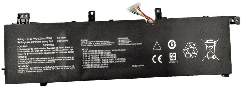 CoreParts Replacement Battery for Asus VivoBook S14 S432FA, 11.4V 2600mAh 29.64Wh Li-ion, Black - Image 1