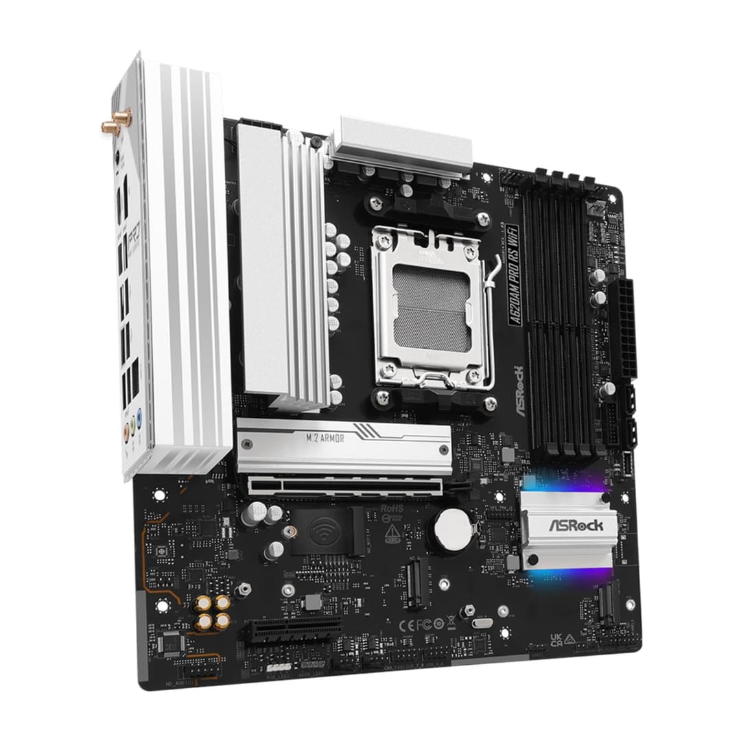 Asrock A620AM PRO RS AMD A620A DDR5 Micro-ATX Socket AM5 Motherboard - Wi-Fi - Image 3