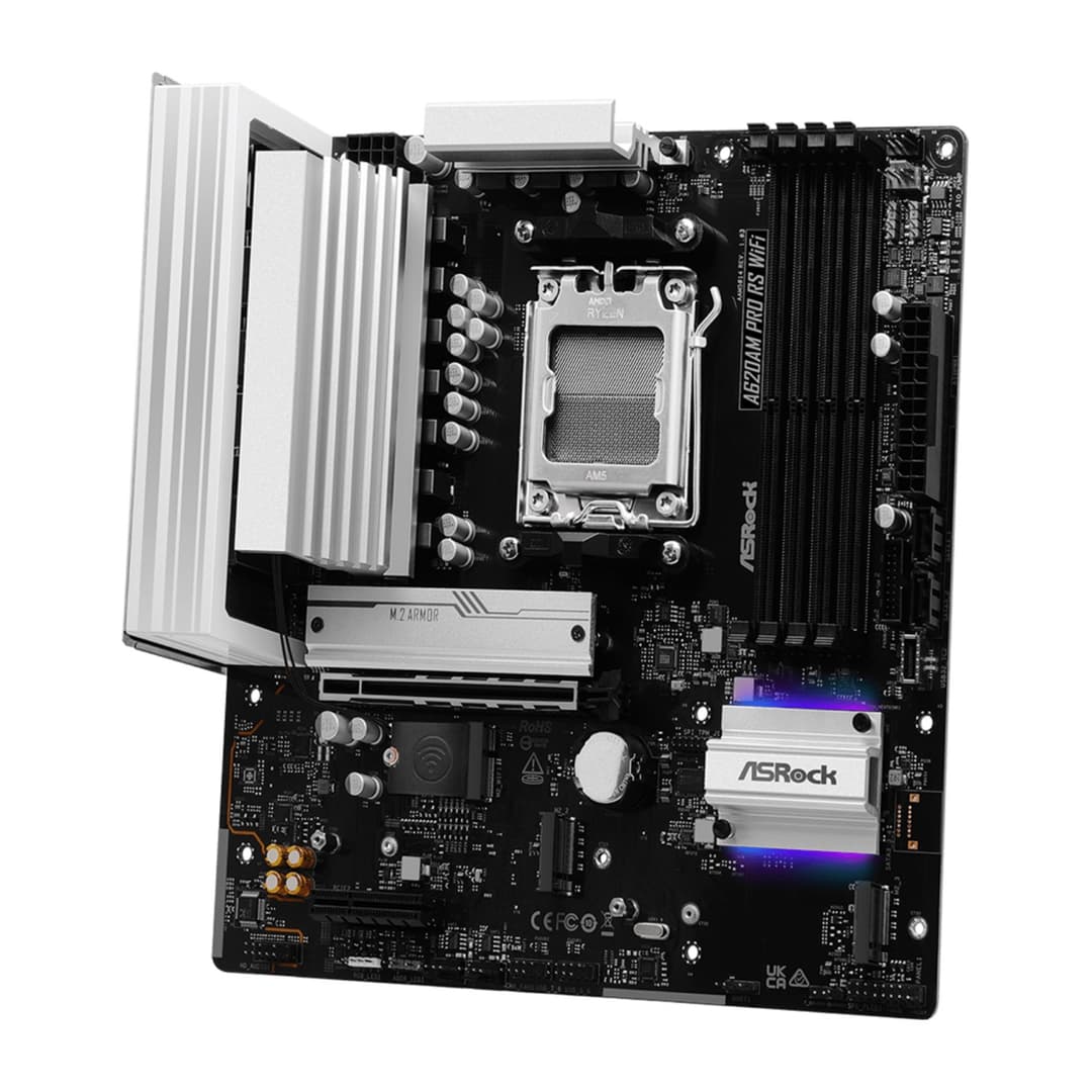 Asrock A620AM PRO RS AMD A620A DDR5 Micro-ATX Socket AM5 Motherboard - Wi-Fi - Image 4
