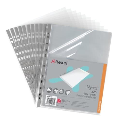 Rexel Nyrex Reinforced Top & Side Opening Pockets A4 (Pack of 25) - Image 1