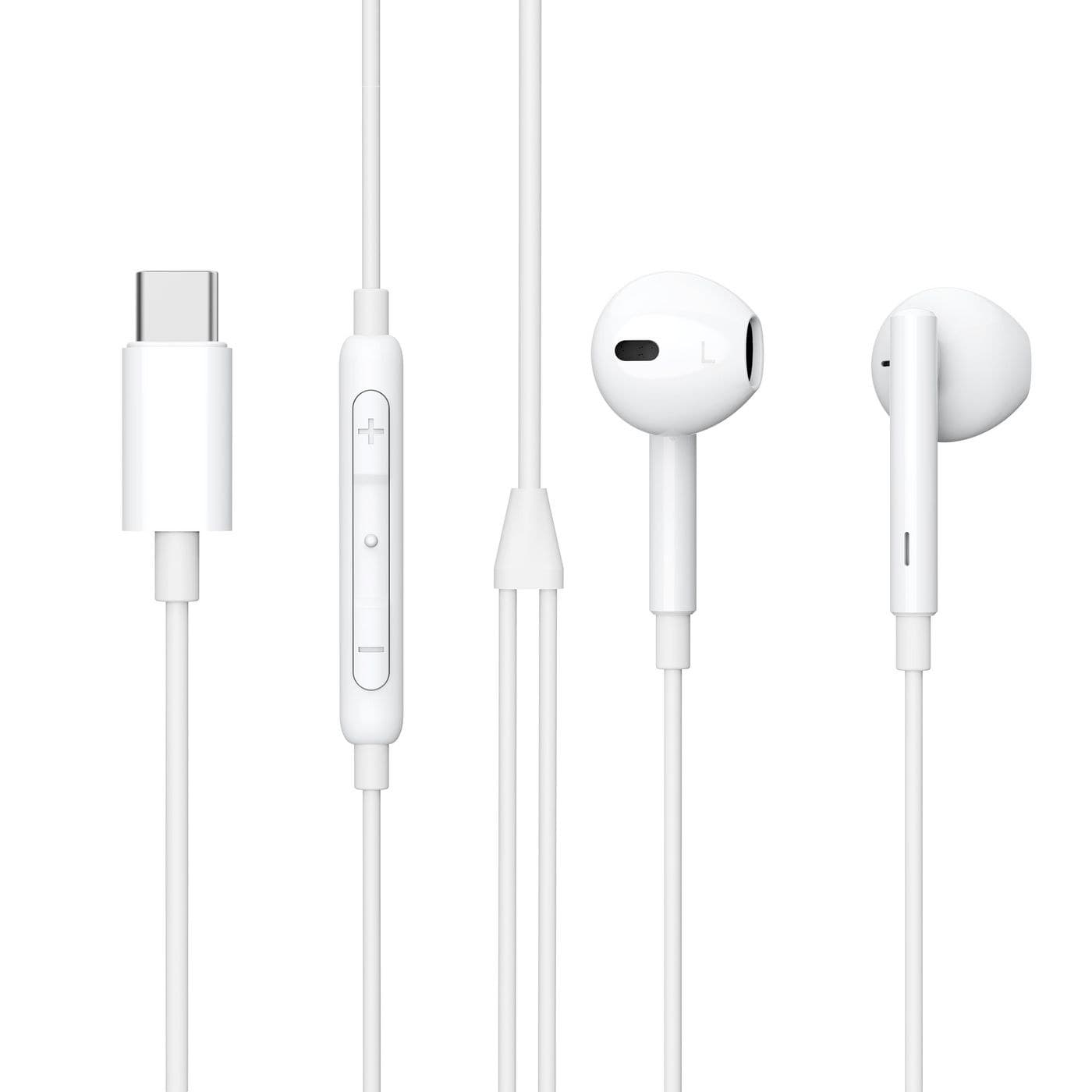 eSTUFF ES652200 In-Ear Earphones with USB-C Connector and In-Line Microphone 1.2m White