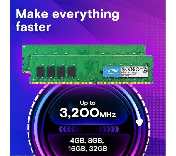 CRUCIAL 16 GB 3200 MHz DDR4 Memory Kit - 8 GB x 2 - Image 2