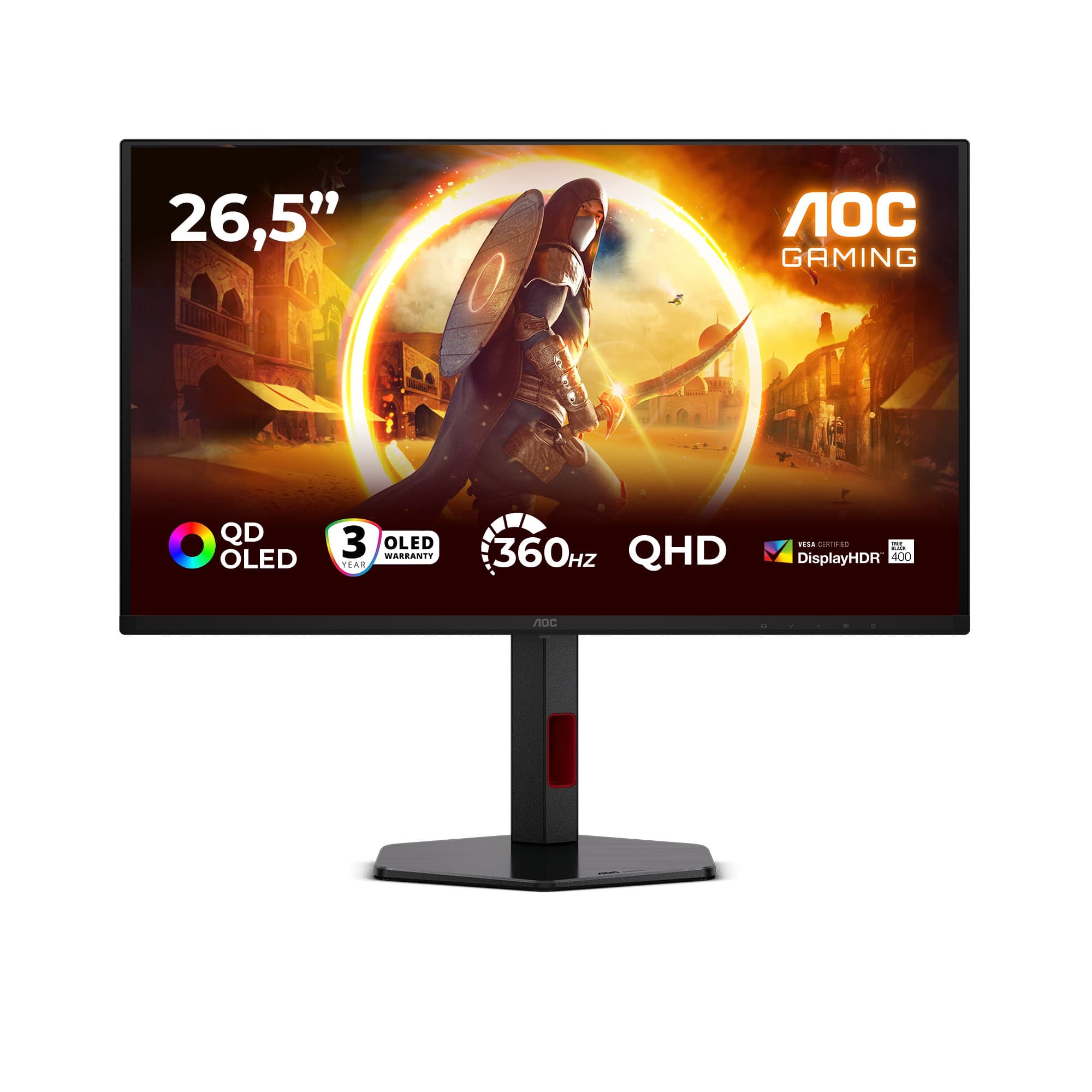 AOC G4 Q27G4SDR 27" QD-OLED Quad HD 360Hz 0.03ms G-Sync Compatible Height Adjustable Gaming Monitor