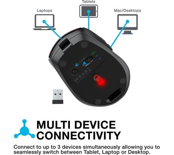 JLab Go Charge Wireless Optical Mouse - Bluetooth & 2.4 GHz - Black - Image 4