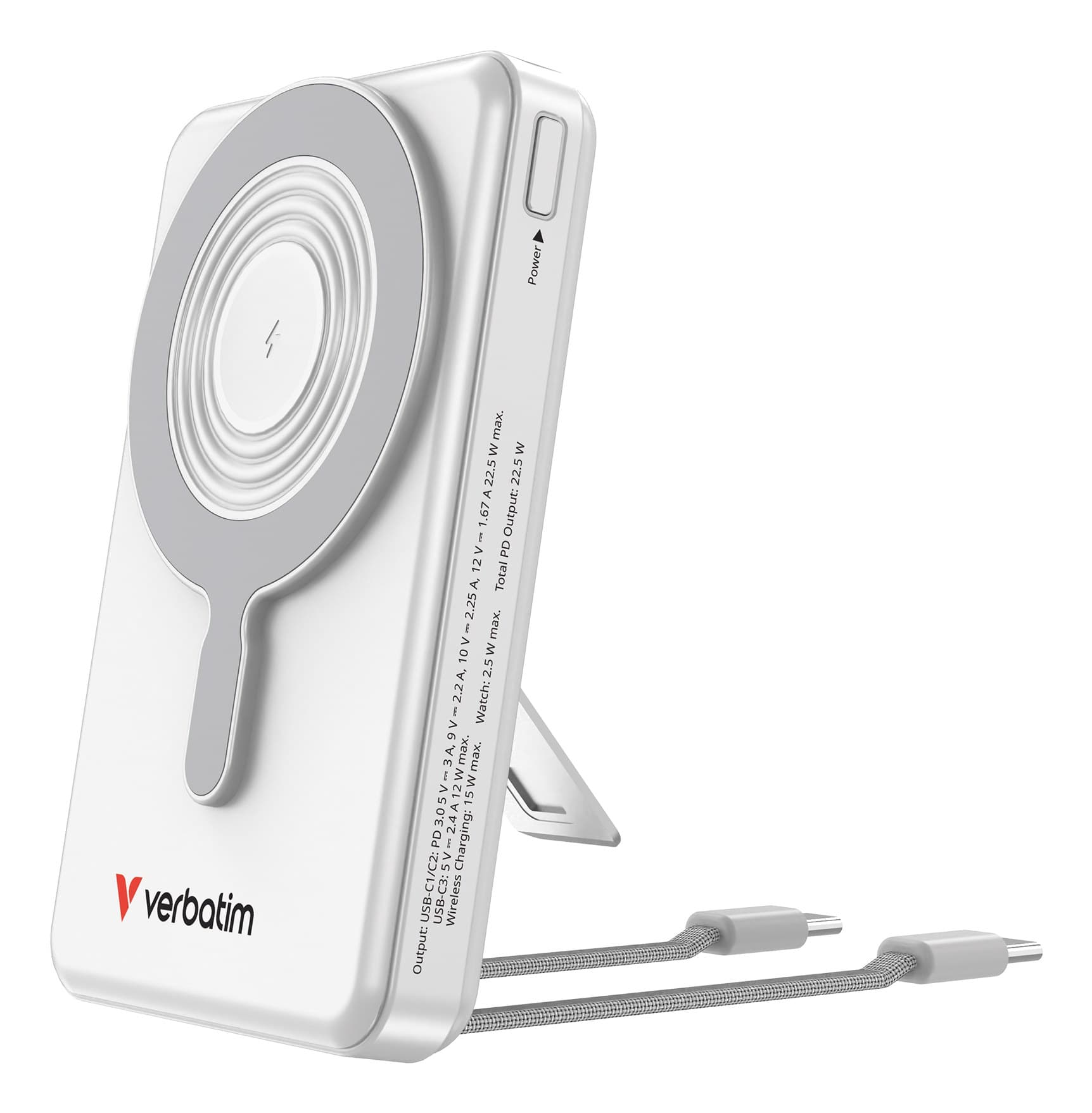 Verbatim Charge'n'Go 2C & Display Power Bank 10000 mAh Silver
